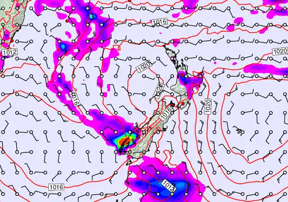 New Zealand forecast chart for Tuesday, February 10th, 2026 at 6:00 AM