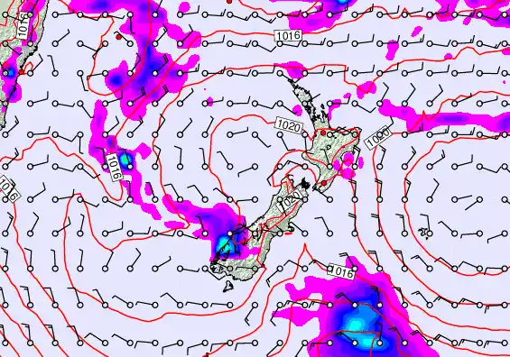 New Zealand forecast chart for Tuesday, February 10th, 2026 at 12:00 PM