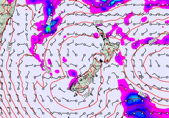 New Zealand forecast chart for Tuesday, February 10th, 2026 at 6:00 PM