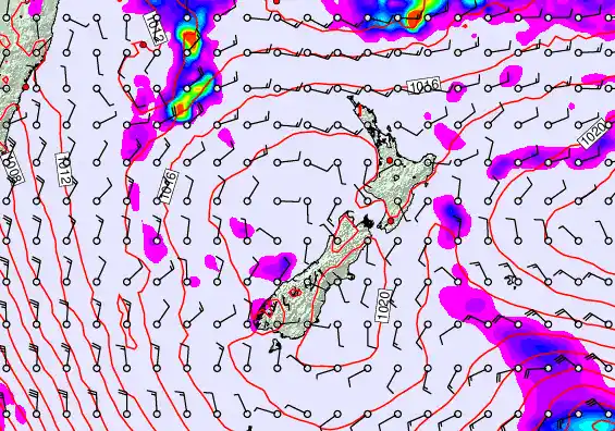 New Zealand forecast chart for Wednesday, February 11th, 2026 at 12:00 AM