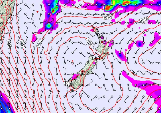 New Zealand forecast chart for Wednesday, February 11th, 2026 at 6:00 AM