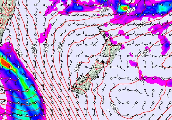 New Zealand forecast chart for Wednesday, February 11th, 2026 at 6:00 PM
