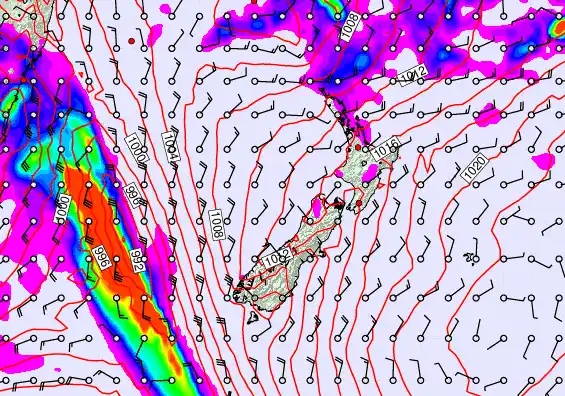 New Zealand forecast chart for Thursday, February 12th, 2026 at 6:00 AM