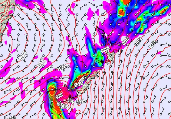 New Zealand forecast chart for Friday, February 13th, 2026 at 6:00 AM