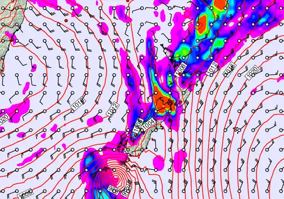 New Zealand forecast chart for Friday, February 13th, 2026 at 12:00 PM