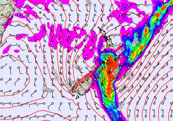 New Zealand forecast chart for Saturday, February 14th, 2026 at 6:00 PM