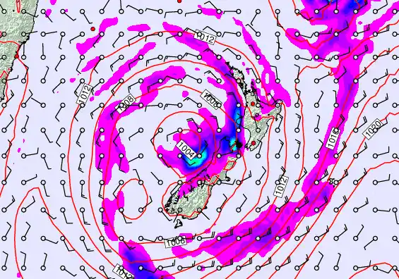 New Zealand forecast chart for Tuesday, February 17th, 2026 at 12:00 AM