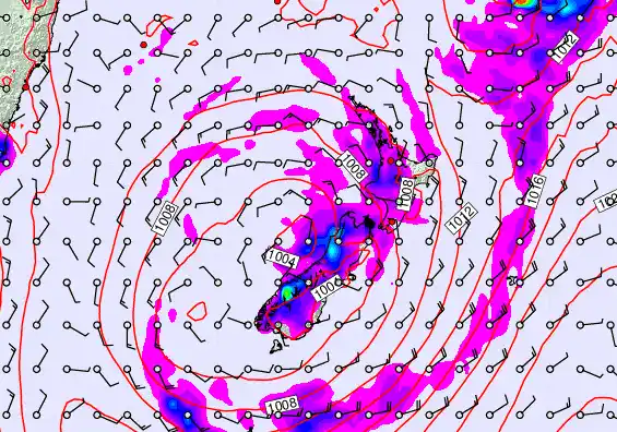 New Zealand forecast chart for Tuesday, February 17th, 2026 at 6:00 AM