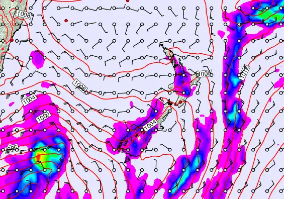 New Zealand forecast chart for Wednesday, February 18th, 2026 at 6:00 AM