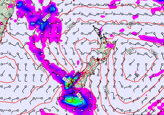 New Zealand forecast chart for Tuesday, February 10th, 2026 at 12:00 AM