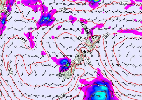 New Zealand forecast chart for Tuesday, February 10th, 2026 at 12:00 PM