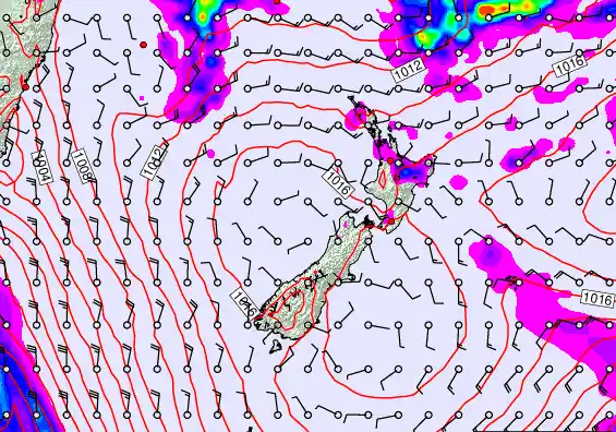 New Zealand forecast chart for Wednesday, February 11th, 2026 at 6:00 AM