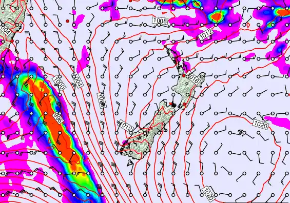 New Zealand forecast chart for Thursday, February 12th, 2026 at 12:00 AM