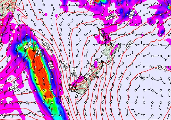 New Zealand forecast chart for Thursday, February 12th, 2026 at 6:00 AM