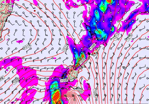 New Zealand forecast chart for Friday, February 13th, 2026 at 6:00 AM