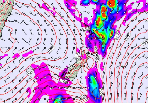 New Zealand forecast chart for Friday, February 13th, 2026 at 12:00 PM