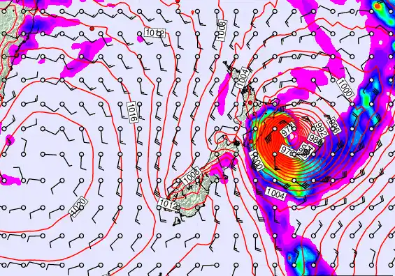 New Zealand forecast chart for Sunday, February 15th, 2026 at 6:00 AM