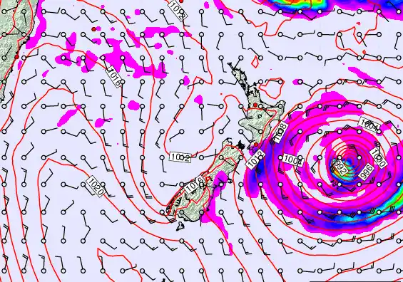 New Zealand forecast chart for Monday, February 16th, 2026 at 6:00 PM