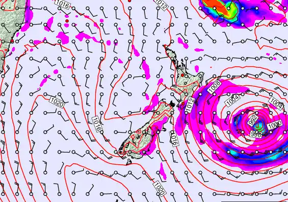 New Zealand forecast chart for Tuesday, February 17th, 2026 at 12:00 AM