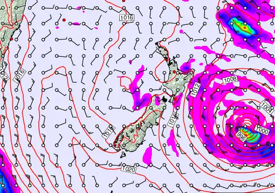 New Zealand forecast chart for Tuesday, February 17th, 2026 at 12:00 PM