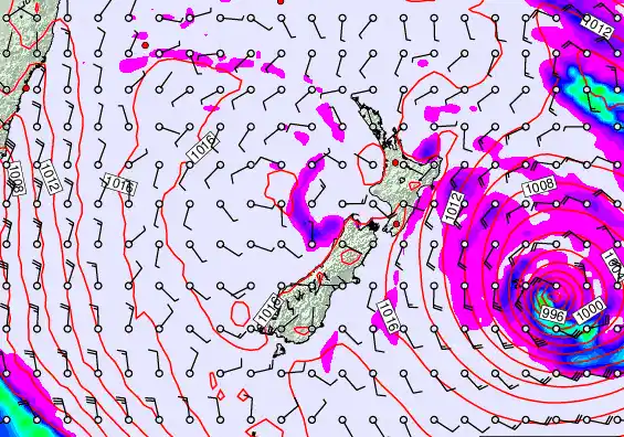 New Zealand forecast chart for Tuesday, February 17th, 2026 at 6:00 PM