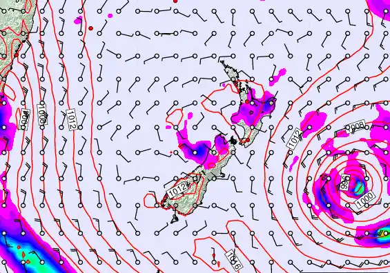 New Zealand forecast chart for Wednesday, February 18th, 2026 at 6:00 AM