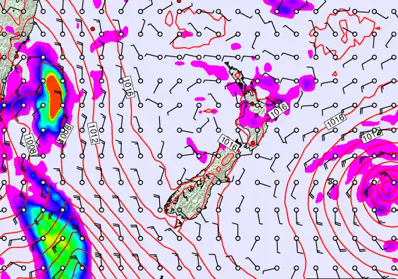 New Zealand forecast chart for Thursday, February 19th, 2026 at 12:00 AM
