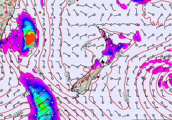New Zealand forecast chart for Thursday, February 19th, 2026 at 6:00 AM