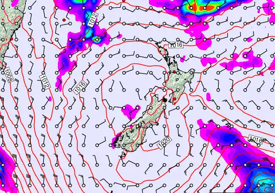 New Zealand forecast chart for Wednesday, February 11th, 2026 at 12:00 AM