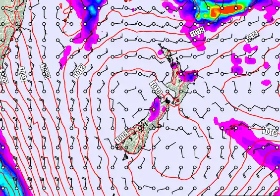 New Zealand forecast chart for Wednesday, February 11th, 2026 at 6:00 AM