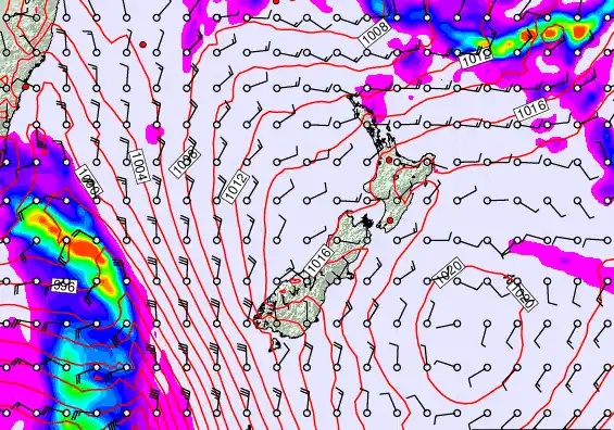 New Zealand forecast chart for Wednesday, February 11th, 2026 at 6:00 PM