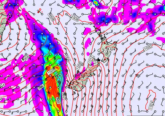 New Zealand forecast chart for Thursday, February 12th, 2026 at 12:00 PM