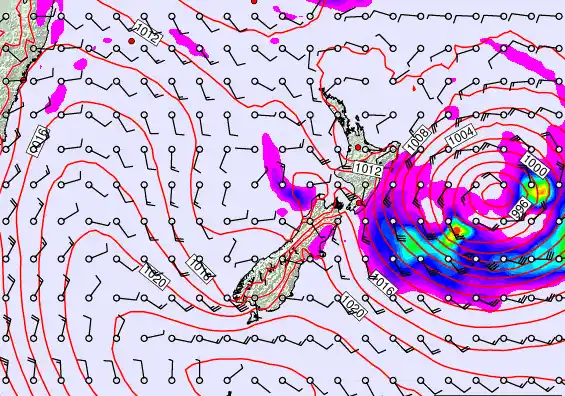 New Zealand forecast chart for Tuesday, February 17th, 2026 at 6:00 AM