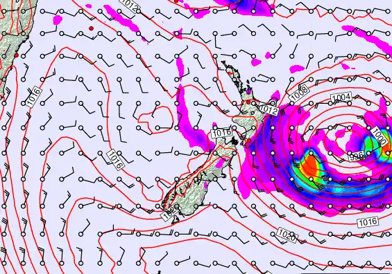 New Zealand forecast chart for Tuesday, February 17th, 2026 at 12:00 PM