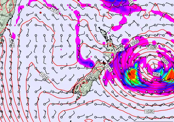 New Zealand forecast chart for Tuesday, February 17th, 2026 at 6:00 PM