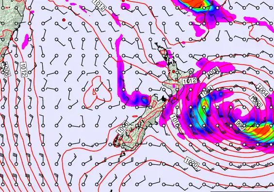 New Zealand forecast chart for Wednesday, February 18th, 2026 at 12:00 AM