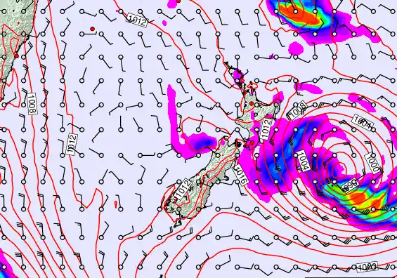 New Zealand forecast chart for Wednesday, February 18th, 2026 at 6:00 AM