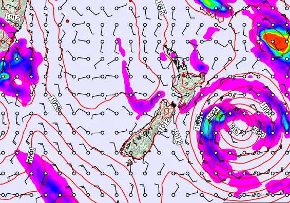 New Zealand forecast chart for Thursday, February 19th, 2026 at 12:00 AM