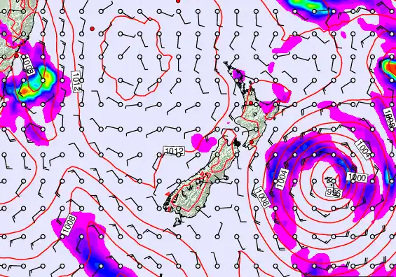 New Zealand forecast chart for Thursday, February 19th, 2026 at 6:00 AM