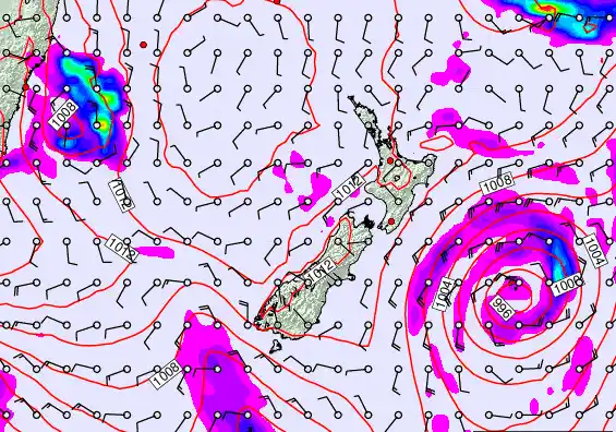New Zealand forecast chart for Thursday, February 19th, 2026 at 6:00 PM