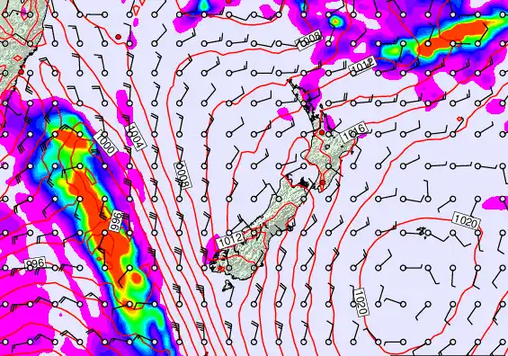 New Zealand forecast chart for Thursday, February 12th, 2026 at 12:00 AM