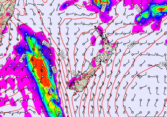 New Zealand forecast chart for Thursday, February 12th, 2026 at 6:00 AM