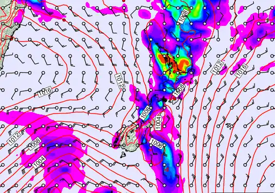 New Zealand forecast chart for Friday, February 13th, 2026 at 6:00 AM