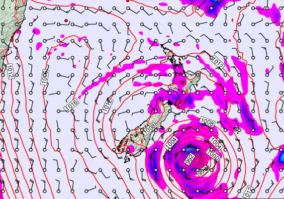 New Zealand forecast chart for Tuesday, February 17th, 2026 at 12:00 AM