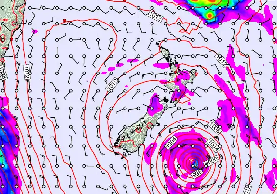New Zealand forecast chart for Tuesday, February 17th, 2026 at 6:00 AM