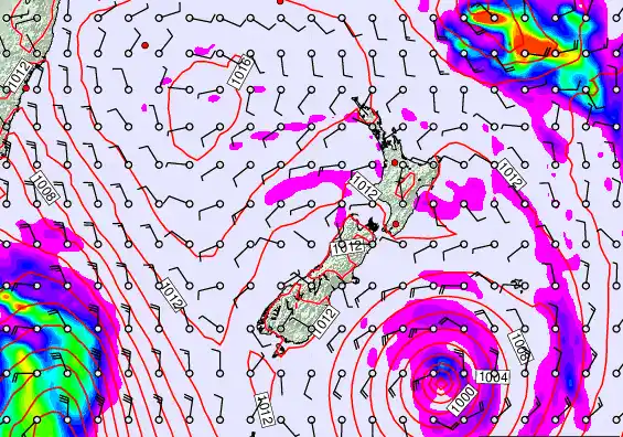 New Zealand forecast chart for Tuesday, February 17th, 2026 at 6:00 PM