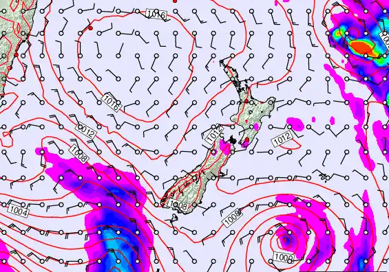 New Zealand forecast chart for Wednesday, February 18th, 2026 at 6:00 AM