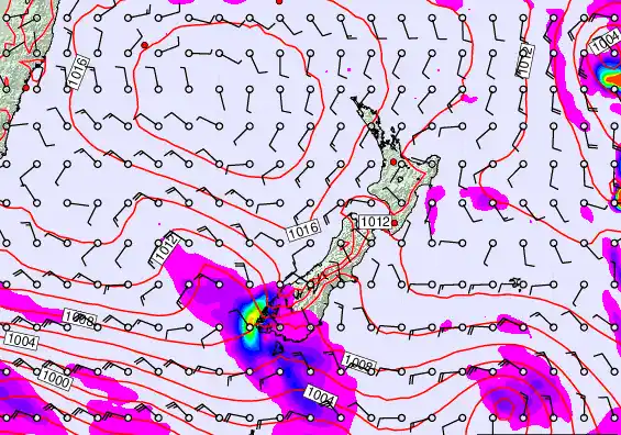 New Zealand forecast chart for Wednesday, February 18th, 2026 at 6:00 PM