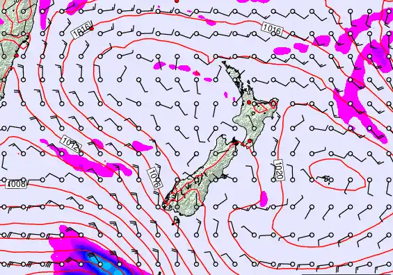 New Zealand forecast chart for Friday, February 20th, 2026 at 6:00 PM