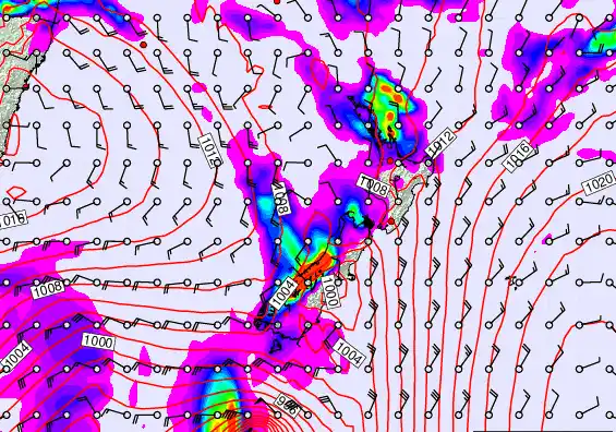 New Zealand forecast chart for Friday, February 13th, 2026 at 12:00 AM